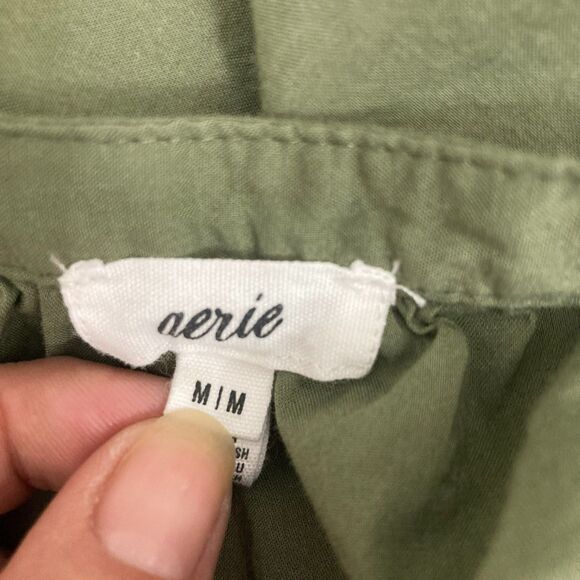 Aerie Crop Top Button-Front Size M Olive Green - Picture 11 of 14